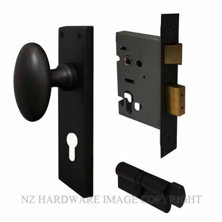 WINDSOR 5129 BLK KNOB OVAL PLATE EURO LOCKING SET MATT BLACK