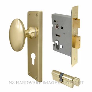 WINDSOR 5129 PB KNOB OVAL PLATE EURO LOCKING SET POLISHED BRASS