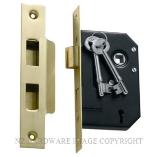 TRADCO 1130 PB 3 LEVER MORTICE LOCK 44MM BACKSET POLISHED BRASS