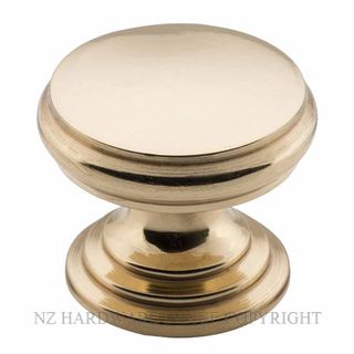 TRADCO 3679 PB CUPBOARD KNOB FLAT 25MM POLISHED BRASS