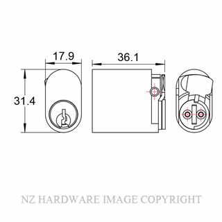 MILES NELSON MNC570HBLH-K2 OVAL HOLD BACK CYLINDER LH SATIN CHROME