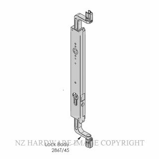 BRIO BI286T-45 286 T DUAL PT LOCK BODY 45MM BACKSET