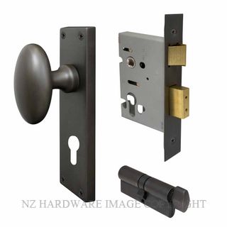 WINDSOR 5129 DRB KNOB OVAL PLATE EURO LOCKING SET DARK ROMAN BRASS