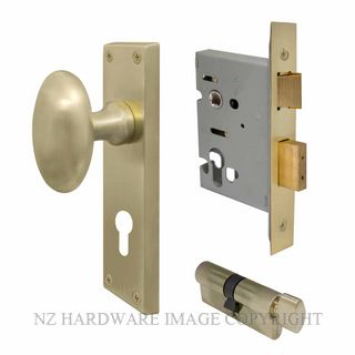 WINDSOR 5129 USB KNOB OVAL PLATE EURO LOCKING SET UNLACQUERED SATIN BRASS