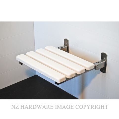 SUPERQUIP WHITE SLATTED FOLDING SHOWER SEATS