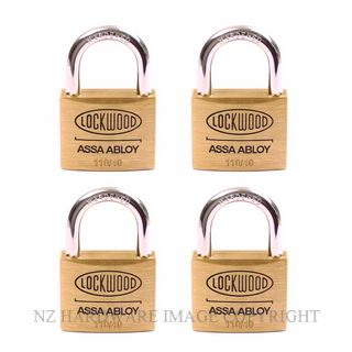 LOCKWOOD 110/40/123/4NDP 110 SERIES 40MM BODY 23MM SHACKLE 4 PACK