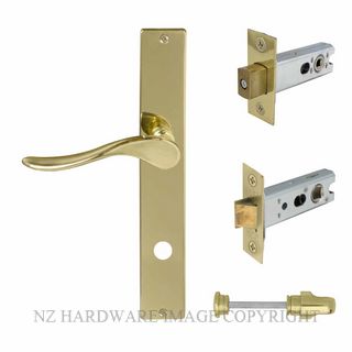 WINDSOR 8245 PB HAVEN SQUARE LONGPLATE PRIVACY KITSET POLISHED BRASS-LACQUERED