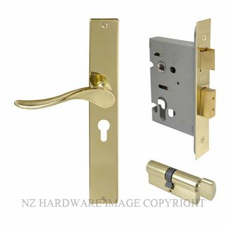WINDSOR 8246 PB HAVEN SQUARE LONGPLATE LOCKSET E48 POLISHED BRASS-LACQUERED