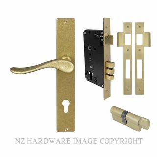 WINDSOR 8247 RLB HAVEN SQUARE LONGPLATE LOCKSET E85 RUMBLED BRASS