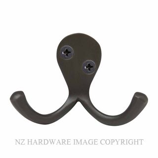 WINDSOR 5236 DRB DOUBLE ROBE HOOK DARK ROMAN BRASS