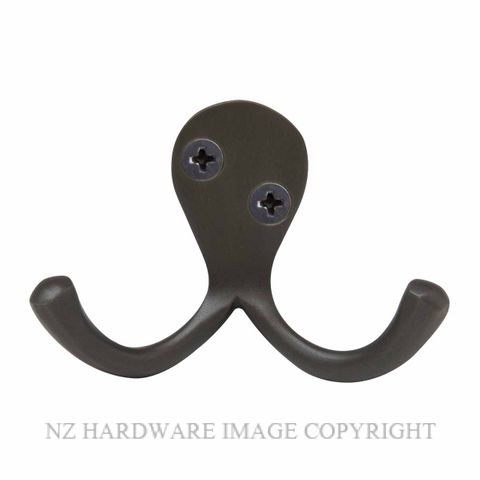 WINDSOR 5236 DRB DOUBLE ROBE HOOK DARK ROMAN BRASS