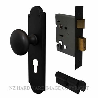 WINDSOR 3019 BLK VICTORIAN KNOB EURO E48 LOCKSET MATT BLACK