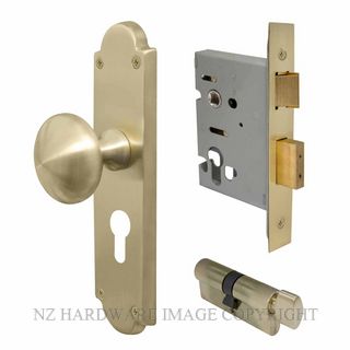 WINDSOR 3019 USB VICTORIAN KNOB EURO E48 LOCKSET UNLACQUERED SATIN BRASS
