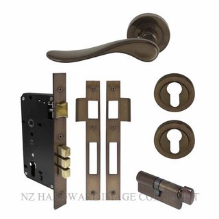 WINDSOR 8243 AB HAVEN 52MM ENTRANCE LOCKSET ROUND ROSE ANTIQUE BRONZE