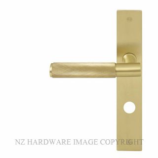 WINDSOR 8433 P85 MSB NIDO VERGE DIAMOND KNURL LEVER ON PRIVACY PLATE SET MATT SATIN BRASS