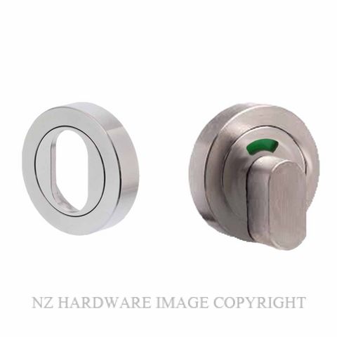 LOCKWOOD 1226/7PSC OVAL CYLINDER ESCUTCHEON & INDICATING TURN SET SATIN CHROME