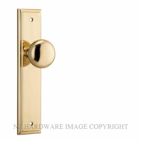 IVER 10340 CAMBRIDGE KNOB ON STEPPED PLATE POLISHED BRASS