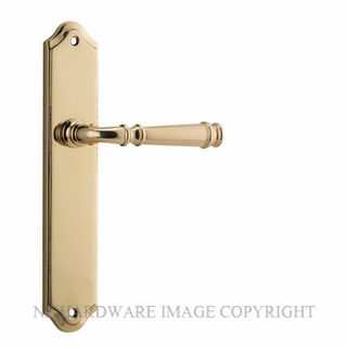 Round Door Knobs on Rectangular Backplate Lock Set - Polished Brass