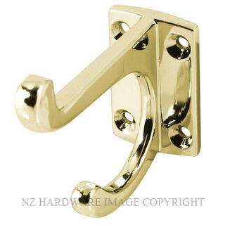 Brass Coat Hook NZ  Chunky Classic (Twin Hooks)