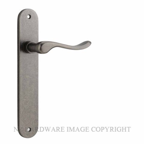 IVER 13924 STIRLING LEVER ON OVAL PLATE DISTRESSED NICKEL