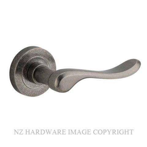 IVER 20797 STIRLING LEVER ON ROSE HANDLES DISTRESSED NICKEL