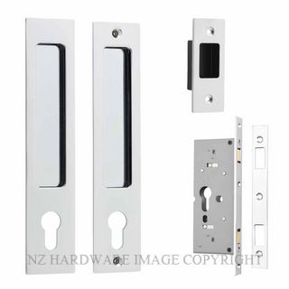 IVER 21414E RECTANGULAR SLIDING DOOR LOCK SET CHROME PLATE