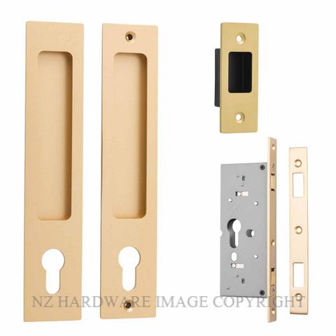 IVER 21416E RECTANGULAR SLIDING DOOR LOCK SET BRUSHED BRASS