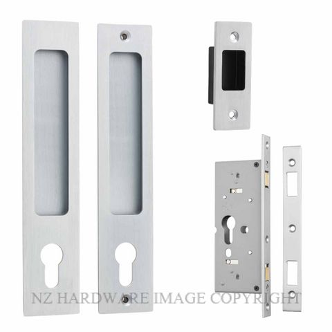 IVER 21415E RECTANGULAR SLIDING DOOR LOCK SET BRUSHED CHROME