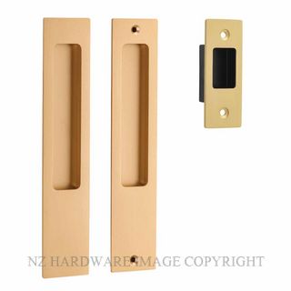 IVER 21416P RECTANGULAR SLIDING DOOR PRIVACY SET BRUSHED BRASS