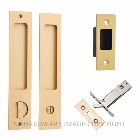 IVER 21416P RECTANGULAR SLIDING DOOR PRIVACY SET BRUSHED BRASS