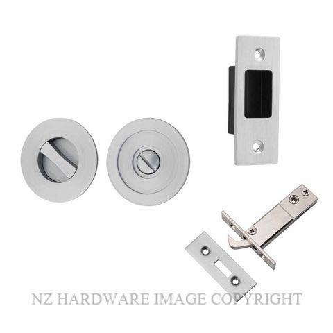 IVER 21435 ROUND SLIDING DOOR PRIVACY SET BRUSHED CHROME