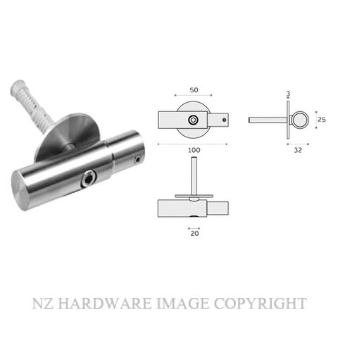 JNFIN15012 WALL CONECTOR TERMINAL AND SUPPORT 25MM