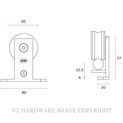 JNFIN15121S SET OF WHEELS FOR WOOD SLIDING DOORS TEN SQUARE 20MM