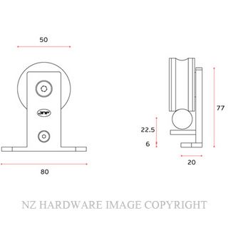 JNFIN15121S SET OF WHEELS FOR WOOD SLIDING DOORS TEN SQUARE 20MM