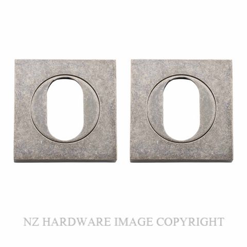 IVER 20107 DN SQUARE OVAL ESCUTCHEON 52MM DISTRESSED NICKEL