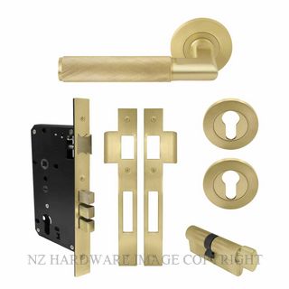 WINDSOR 8414 MSB NIDO LUMINA DIAMOND KNURL ROUND ROSE ENTRANCE SET MATT SATIN BRASS