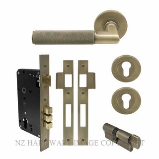 WINDSOR 8414 RB NIDO LUMINA DIAMOND KNURL ROUND ROSE ENTRANCE SET ROMAN BRASS
