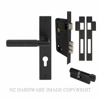 WINDSOR 8416 BLK NIDO LUMINA DIAMOND KNURL LONG PLATE ENTRANCE SET MATT BLACK