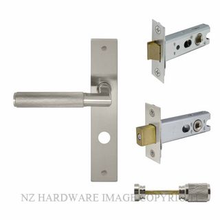 WINDSOR 8418 BN NIDO LUMINA DIAMOND KNURL LONG PLATE PRIVACY SET BRUSHED NICKEL