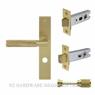 WINDSOR 8418 MSB NIDO LUMINA DIAMOND KNURL LONG PLATE PRIVACY SET MATT SATIN BRASS
