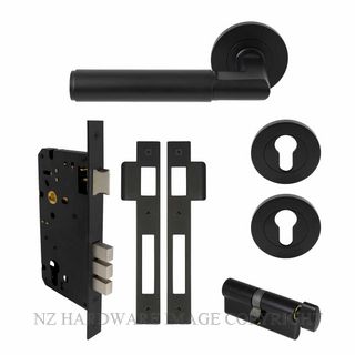WINDSOR 8404 BLK NIDO LUMINA PLAIN ROUND ROSE ENTRANCE SET MATT BLACK