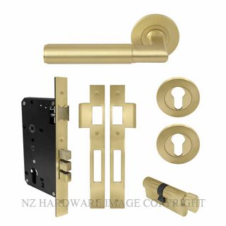 WINDSOR 8404 MSB NIDO LUMINA PLAIN ROUND ROSE ENTRANCE SET MATT SATIN BRASS