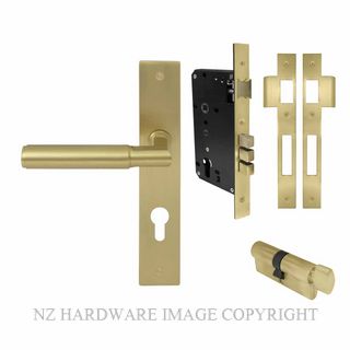 WINDSOR 8406 MSB NIDO LUMINA PLAIN LONG PLATE ENTRANCE SET MATT SATIN BRASS