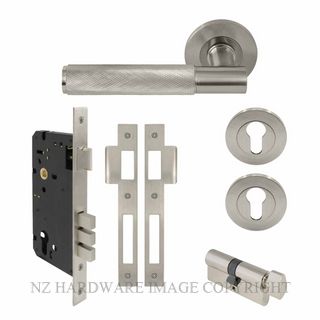 WINDSOR 8434 BN NIDO VERGE DIAMOND KNURL ROUND ROSE ENTRANCE SET BRUSHED NICKEL