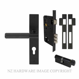 WINDSOR 8436 BLK NIDO VERGE DIAMOND KNURL LONG PLATE ENTRANCE SET MATT BLACK