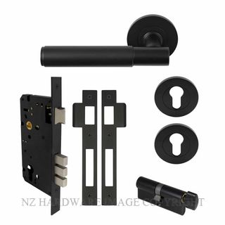 WINDSOR 8424 BLK NIDO VERGE PLAIN ROUND ROSE ENTRANCE SET MATT BLACK