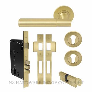 WINDSOR 8424 MSB NIDO VERGE PLAIN ROUND ROSE ENTRANCE SET MATT SATIN BRASS