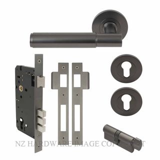WINDSOR 8424 GN NIDO VERGE PLAIN ROUND ROSE ENTRANCE SET GRAPHITE NICKEL