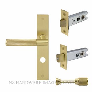 WINDSOR 8438 MSB NIDO VERGE DIAMOND KNURL LONG PLATE PRIVACY SET MATT SATIN BRASS