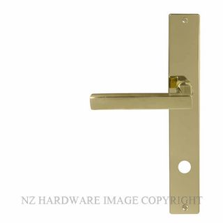 WINDSOR 8225 P57 PB FEDERAL SQUARE LONGPLATE PRIVACY HANDLES POLISHED BRASS-LACQUERED